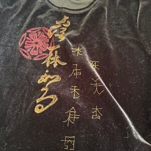 Vintage Maygene Women's Black Velvet Women's Sweater Asian Design Long Sleeves